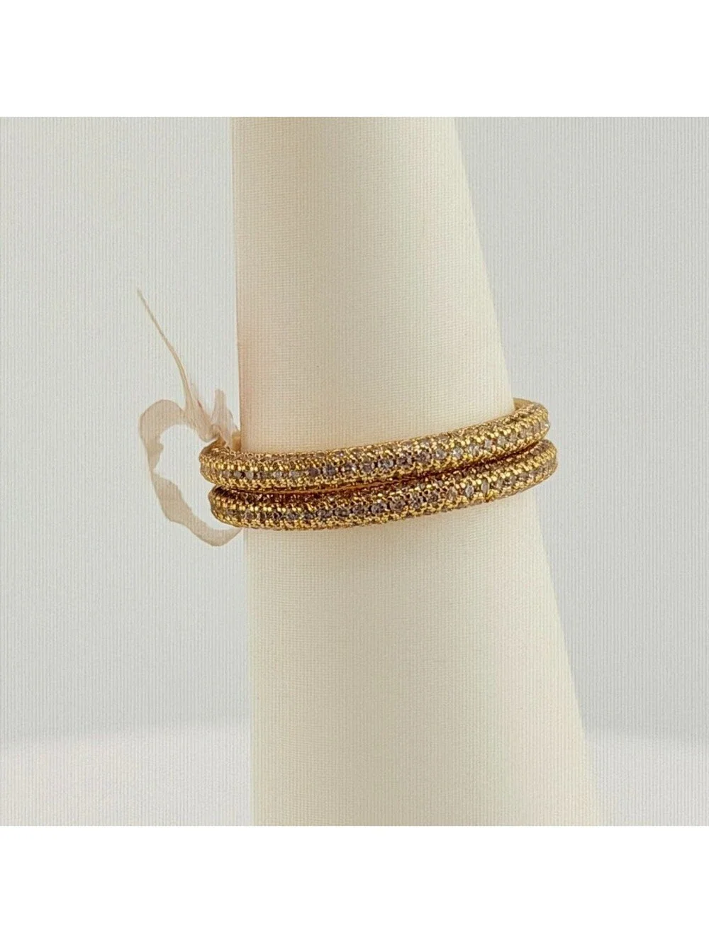 Bomb Party Sz 10 2 Clear Cz Pave 360 Bands on Yellow Gold